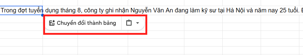 Bảng dữ liệu từ danh sách trong Google Sheets