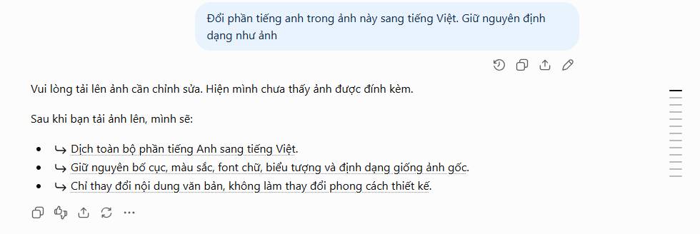 Hình ảnh cuộc trò chuyện với ChatGPT, trong đó làm nổi bật các nút chức năng cho phép tương tác theo nhiều cách khác nhau với câu lệnh (prompt) hoặc phản hồi.