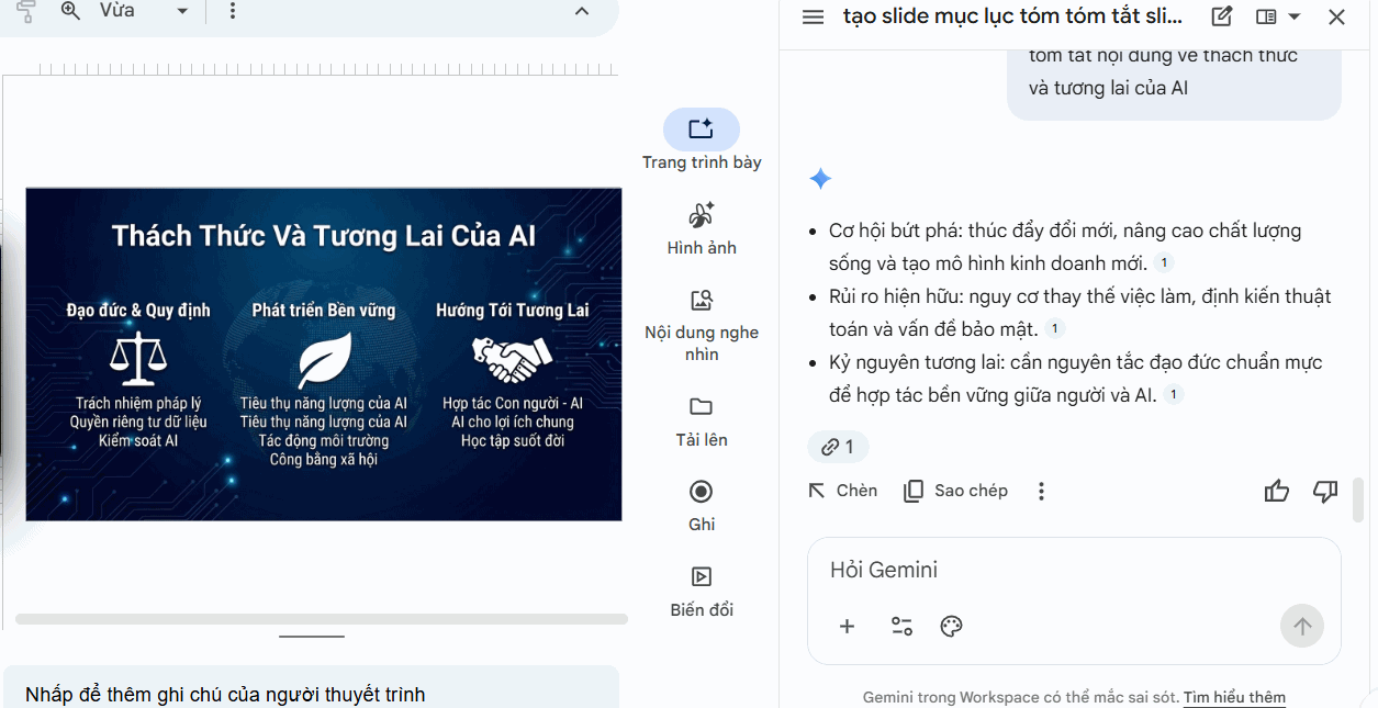 Nội dung chi tiết slides Google Slides