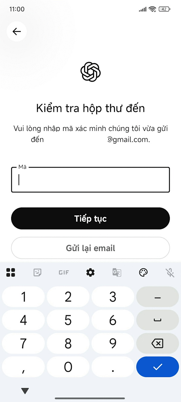 Mã xác minh tài khoản ChatGPT