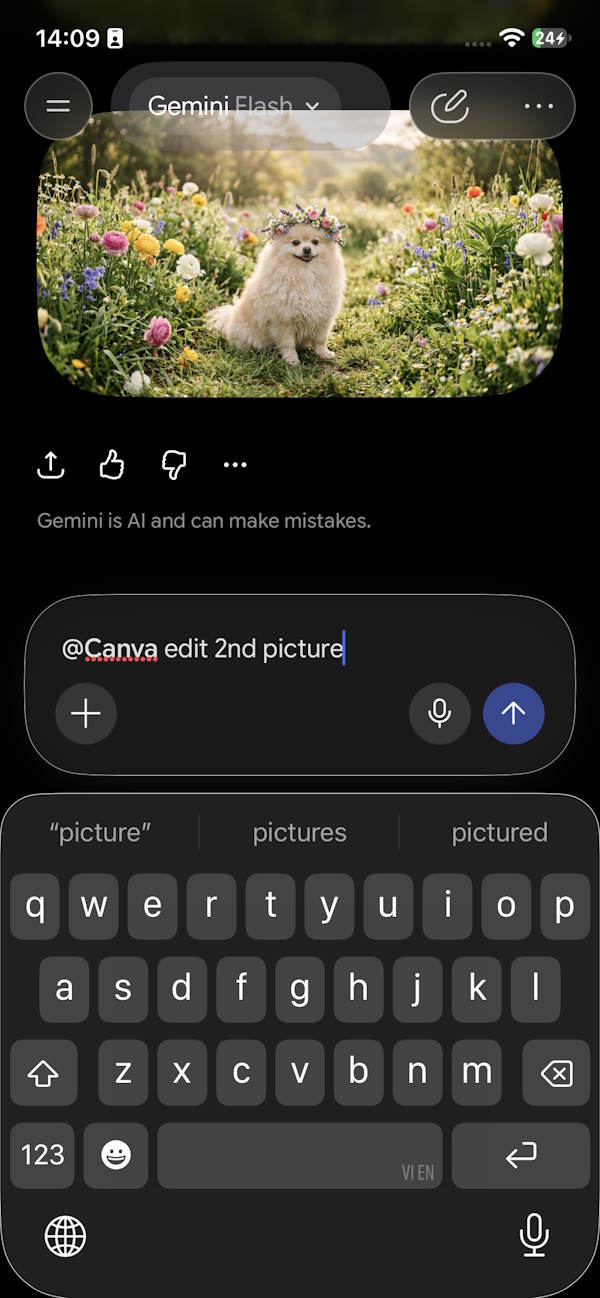 Lệnh chỉnh sửa ảnh trên Canva với Gemini