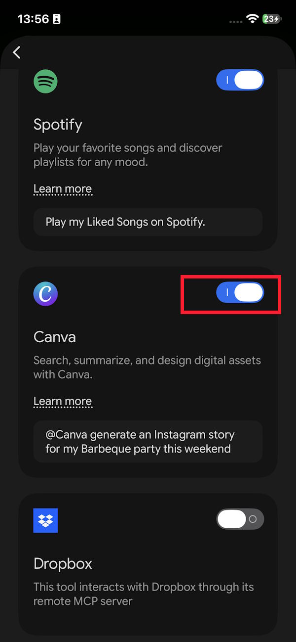 Kết nối Canva trên Gemini