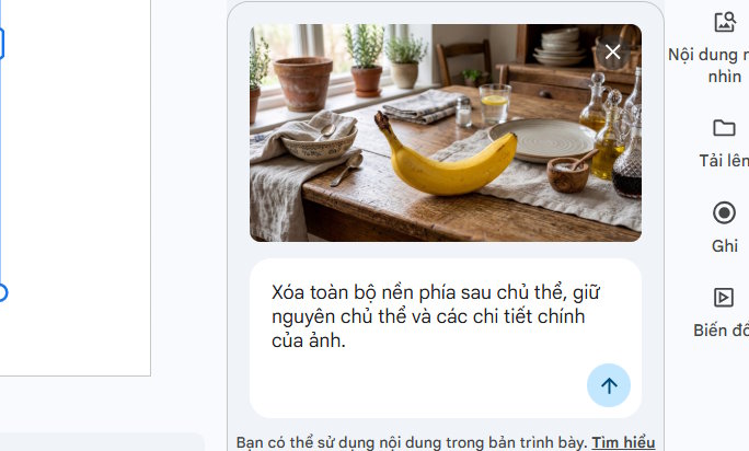 Câu lệnh xóa nền ảnh trên Google Slides