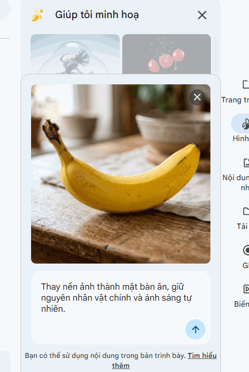 Câu lệnh đổi nền ảnh bằng AI trên Google Slides