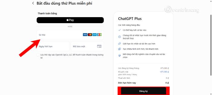 Hướng dẫn nâng cấp tài khoản ChatGPT Plus miễn phí