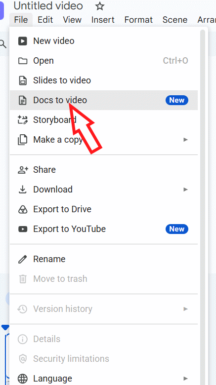Docs to video trên Google Vids