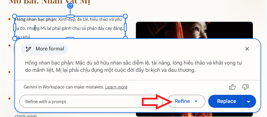 Cải thiện nội dung trên Google Slides