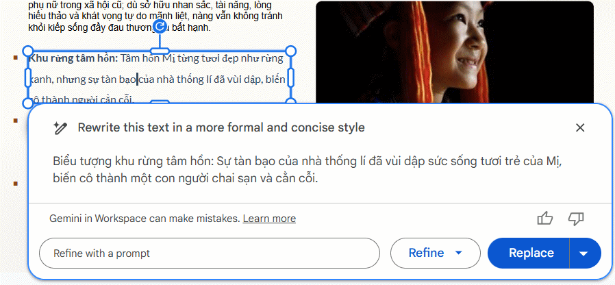 Prompt đổi nội dung trên Google Slides