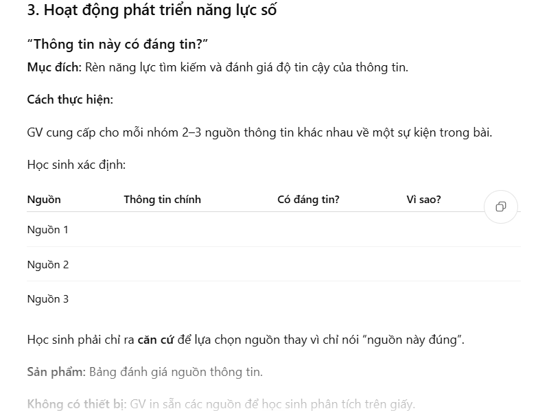 Câu lệnh tạo học liệu & phiếu học tập