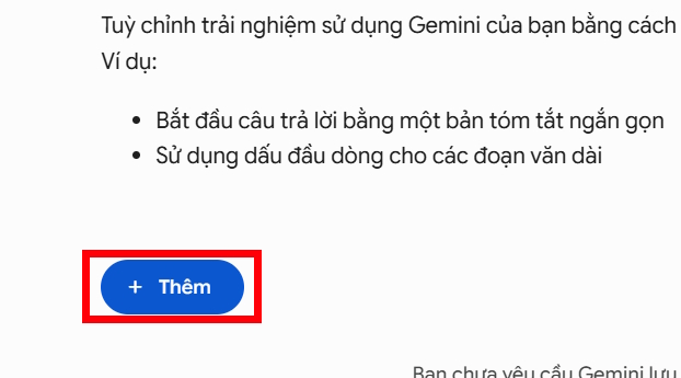 Thêm chỉ dẫn trên Gemini