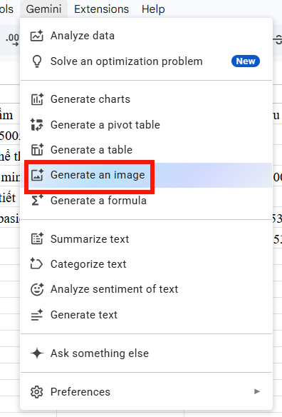 Generate an image AI Google Sheets