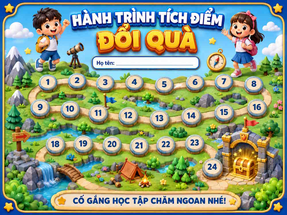 Prompt tạo phiếu tích điểm cho Tiểu học