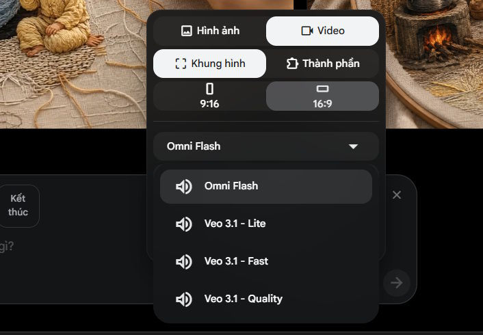 Model tạo video trên Google Flow