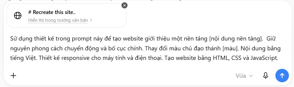 Prompt thiết kế wbsite trên GetLayers AI