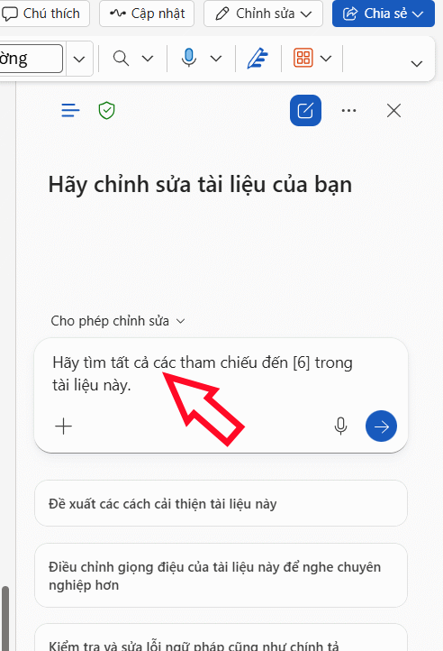 Tìm kiếm nội dung tham chiếu Word bằng Copilot