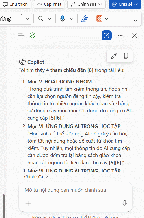 Nội dung tham chiếu Word từ Copilot