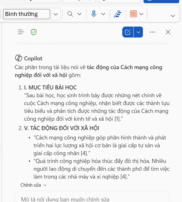 Tìm tham chiếu theo nội dung trong Word bằng Copilot