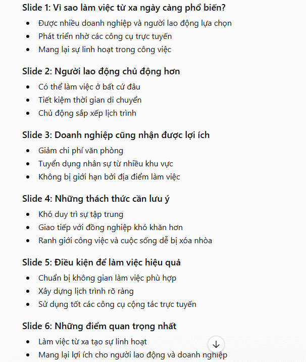 Chuyển nội dung thành nội dung cho slide