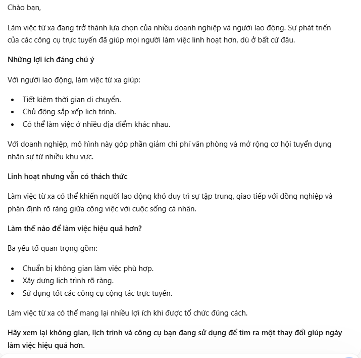 Chuyển nội dung thành bản tin email