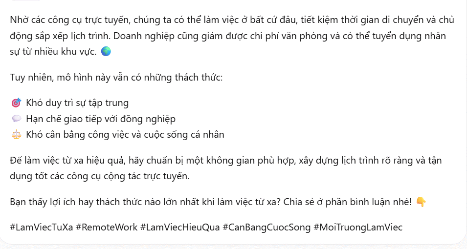 Chuyển nội dung thành caption Instagram