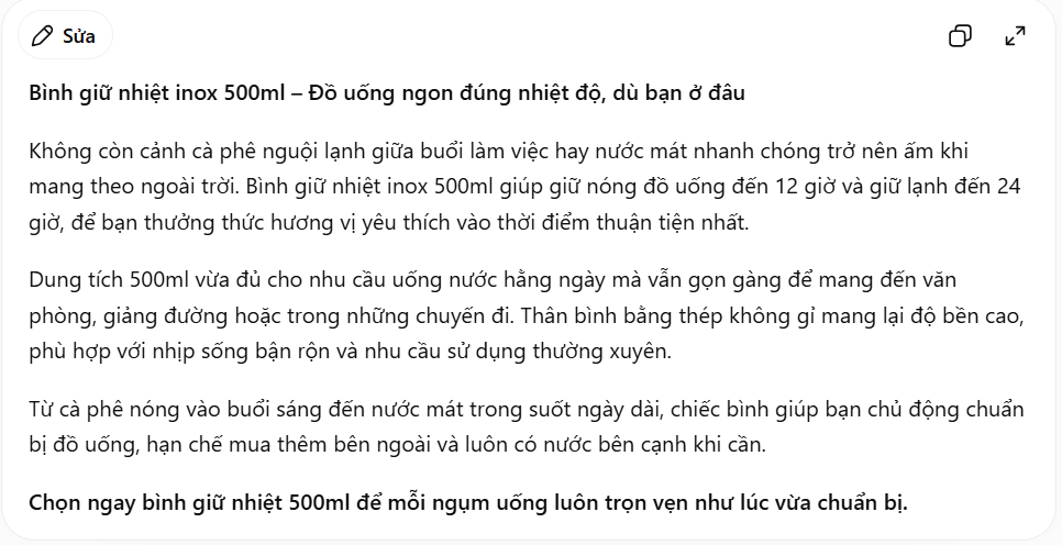 Mô tả sản phẩm hướng đến chuyển đổi