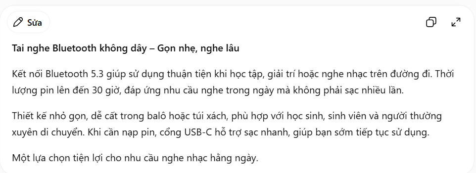 Mô tả sản phẩm dạng ngắn cho sàn thương mại điện tử
