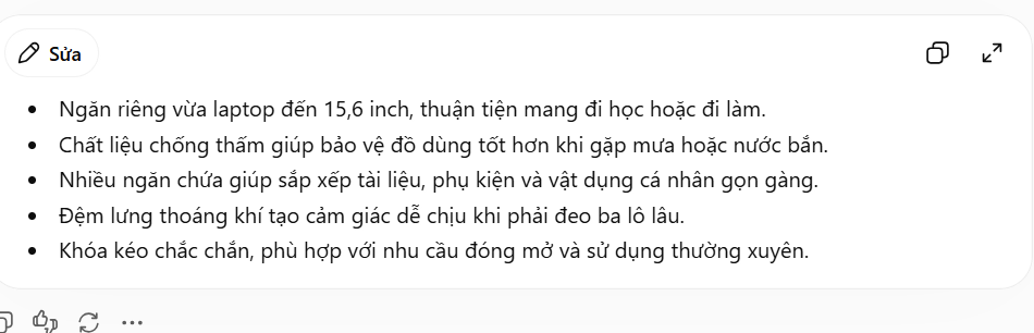 Viết các điểm nổi bật của sản phẩm