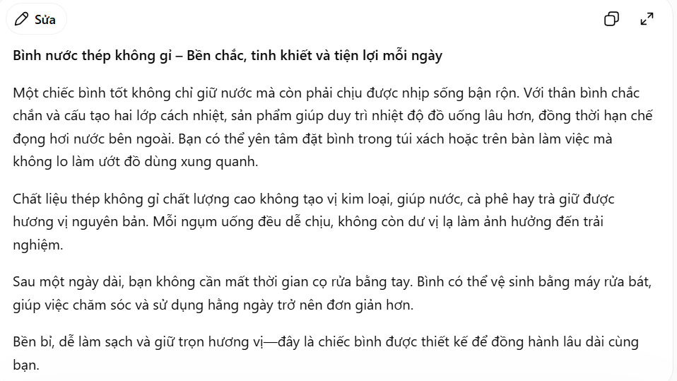 Mô tả sản phẩm theo hướng so sánh