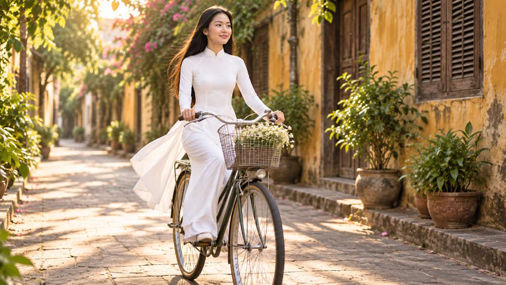 Đạp xe trên phố cổ hư cấu