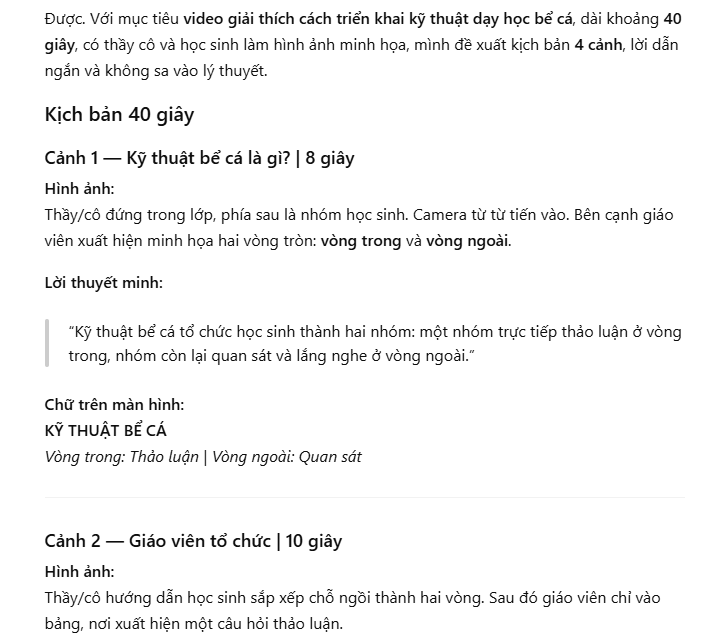 Xây dựng kịch bản minh họa video kỹ thuật bể cá