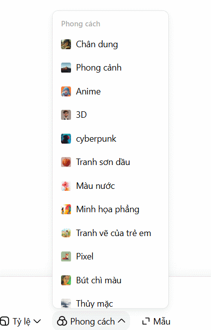 Phong cách tạo ảnh trên Dola AI