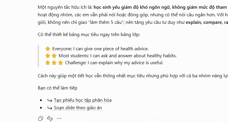 Nội dung phản hồi nâng cao