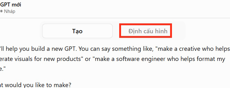 Định cấu hình GPT trên ChatGPT