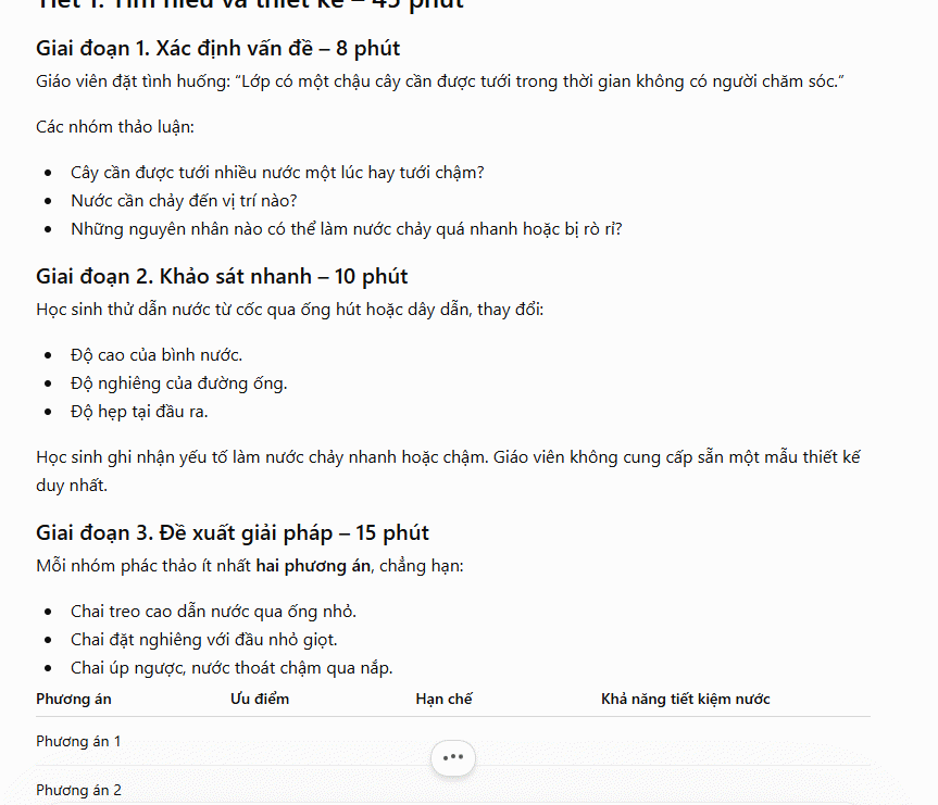 Prompt thiết kế dự án STEM