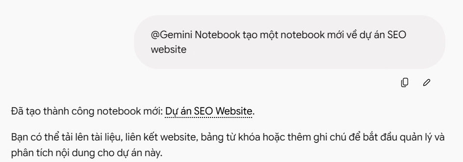 Mở Notebook mới trên Gemini