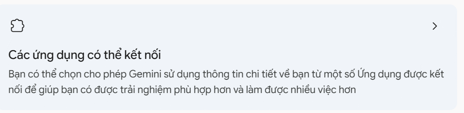 Các ứng dụng kết nối Gemini