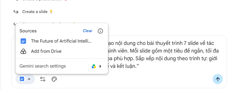 Tạo slide từ văn bản bằng Gemini