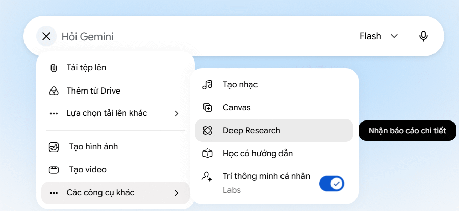 Deep Research trên Gemini