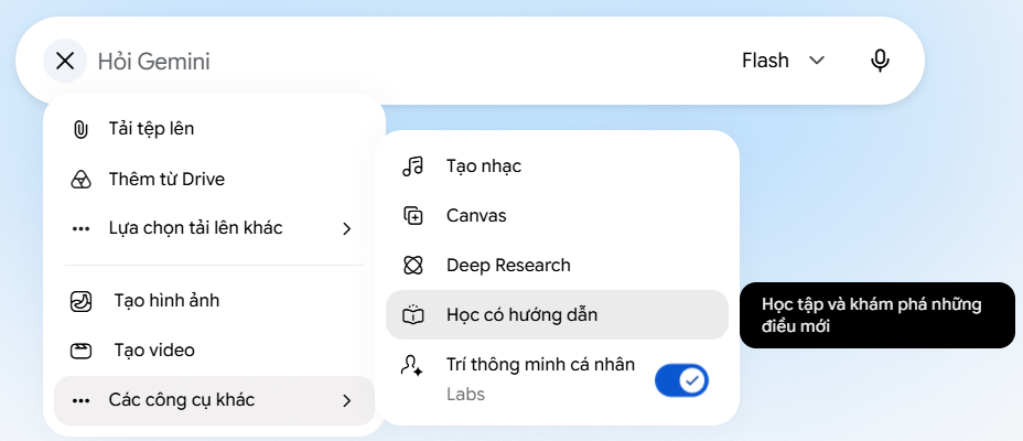 Hướng dẫn học tập trên Gemini