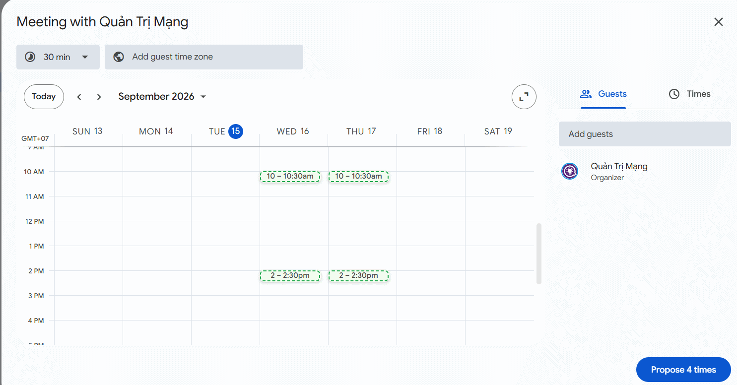 Mở ứng dụng Lịch trên Gmail