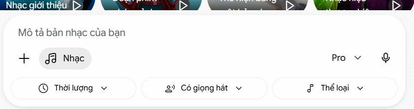Tùy chọn tạo nhạc trên Gemini