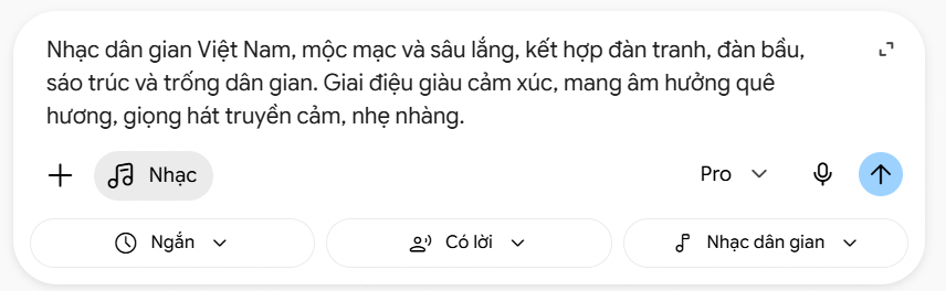 Chọn thể loại nhạc tạo trên Gemini