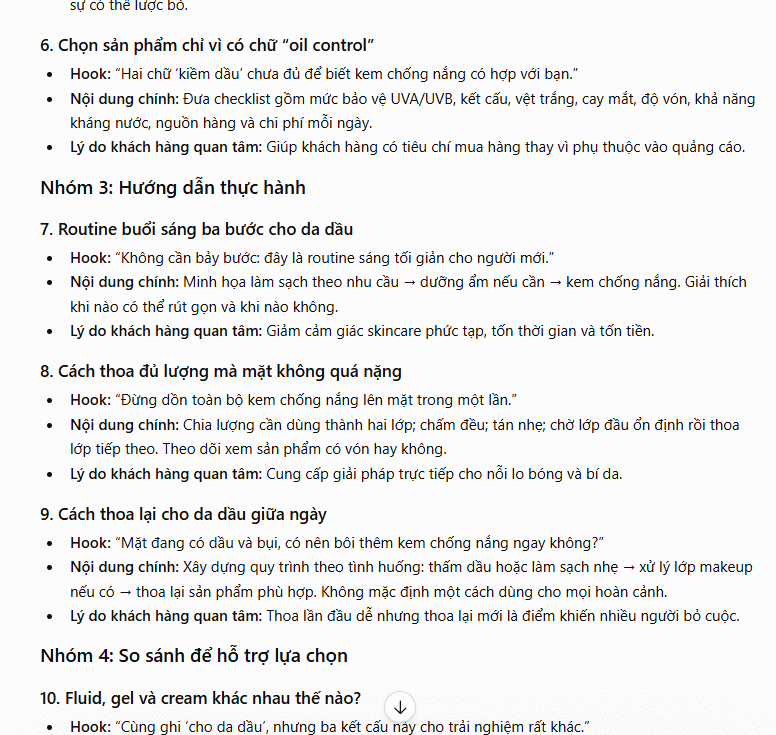 Prompt biến sản phẩm thành hệ thống content