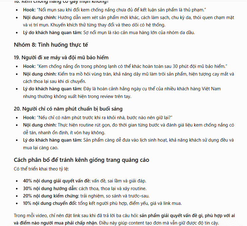 Content sản phẩm