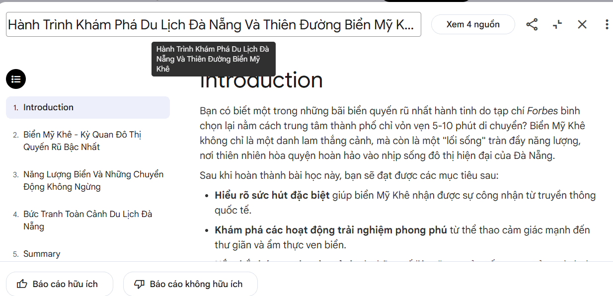 Báo cáo tương tác trên NotebookLM
