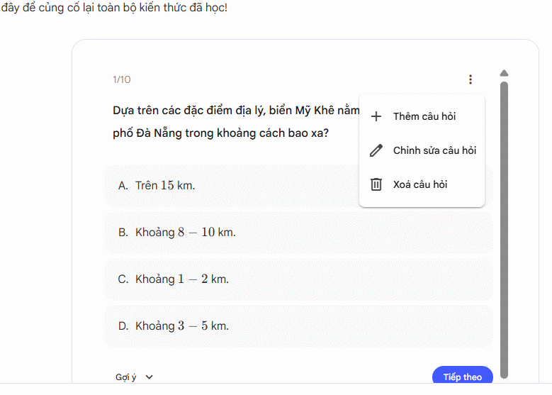 Trắc nghiệm trong báo cáo trên NotebookLM