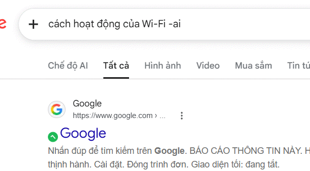 Bỏ phần trả lời AI tìm kiếm Google