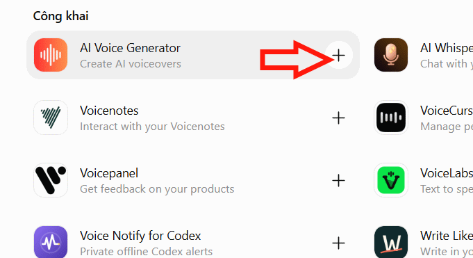 Kết nối AI Voice Generator trên ChatGPT