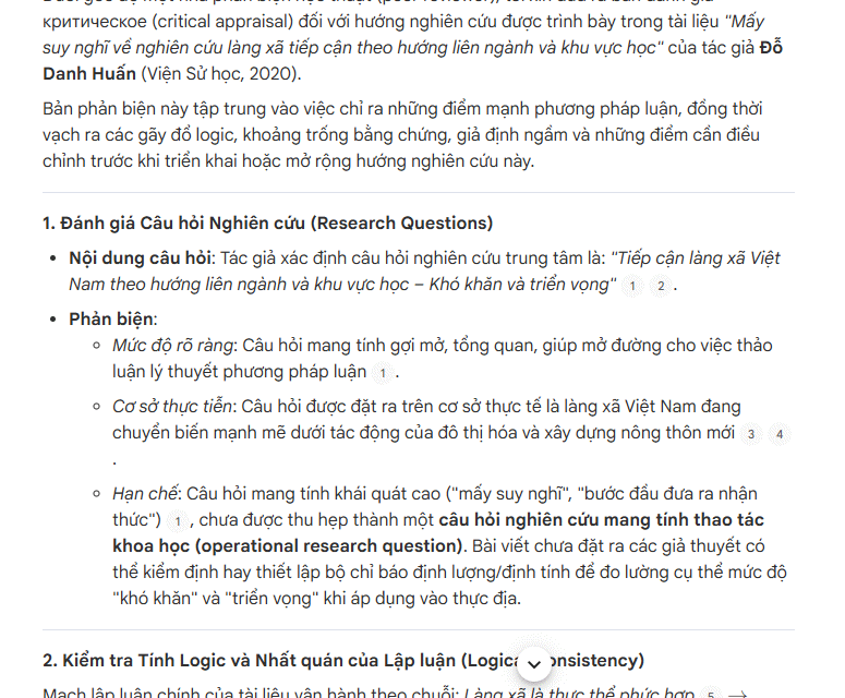 Kiểm tra và phản biện hướng nghiên cứu