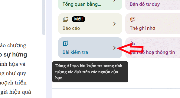 Tạo bài kiểm tra trên NotebookLM